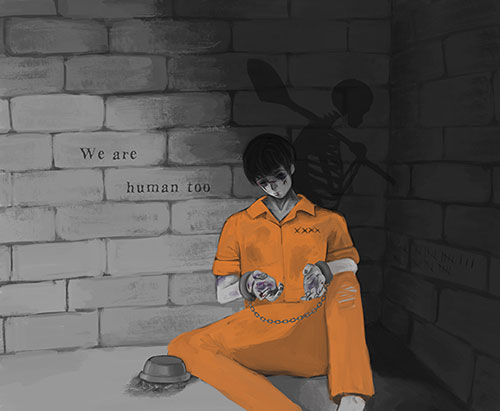 Illustration by Layla Behnia: "Prison Labor Strike"