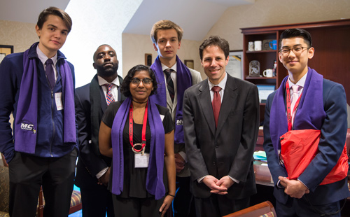 Student senators in an office